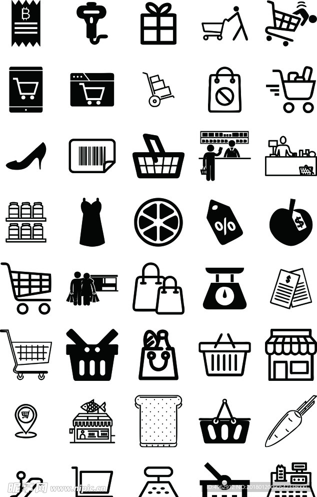 超市购物图标失量素材PSD分层