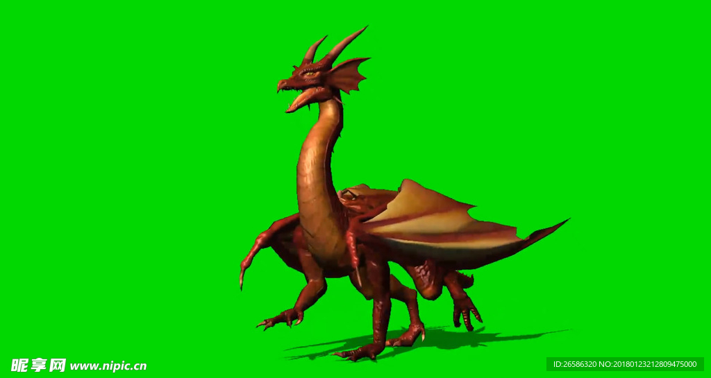 恐龙走路绿屏抠像视频素材