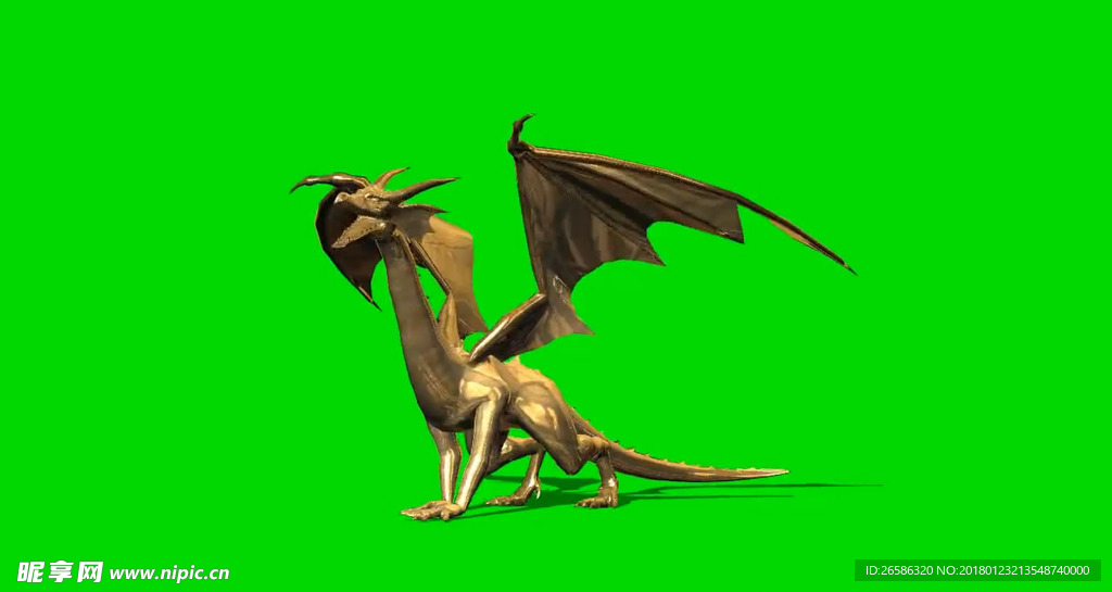 金色恐龙绿屏抠像视频素材