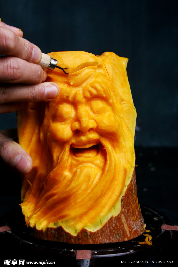 食品南瓜雕刻老人寿星艺术品