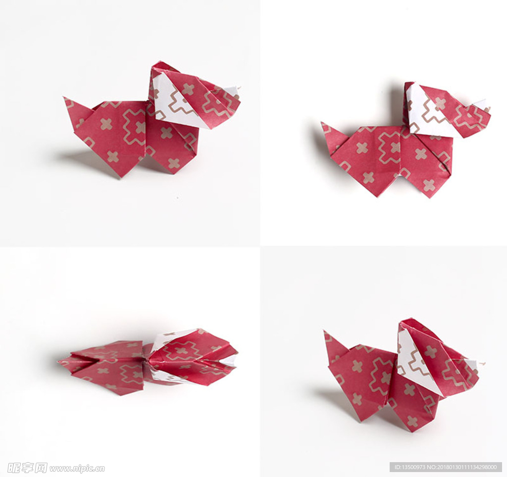 新年折纸狗纯色图