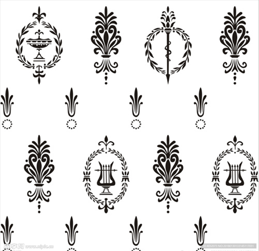 欧式花纹平铺背景CDR矢量图