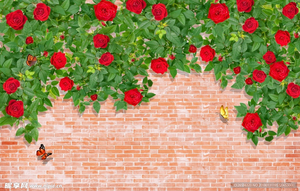 蝴蝶花中飞舞电视背景墙