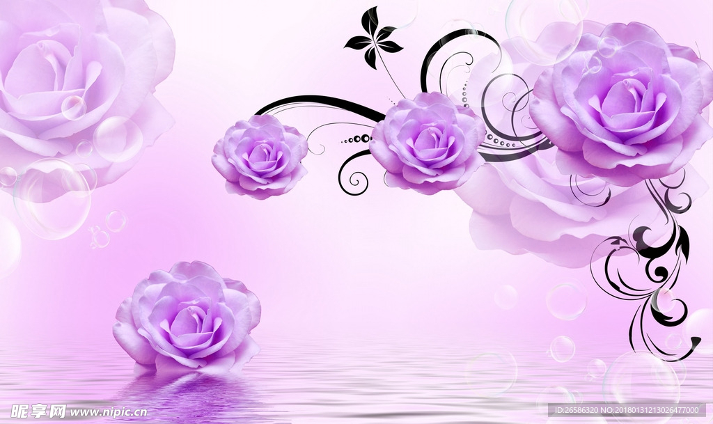 唯美牡丹花电视背景墙