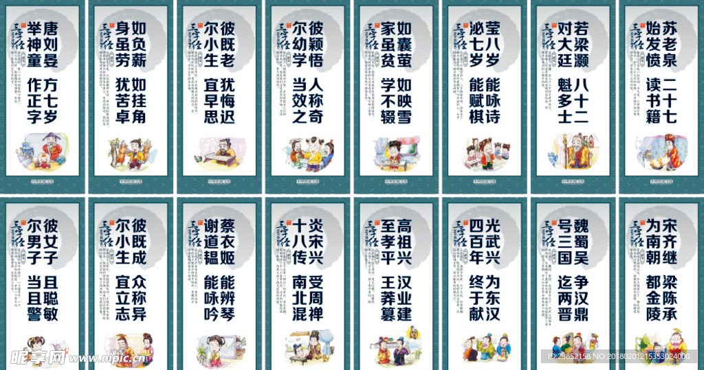 国学文化经典三字经译文展板素材
