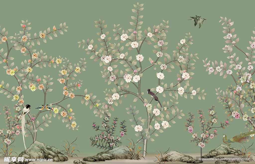 花鸟图百花白鸟图