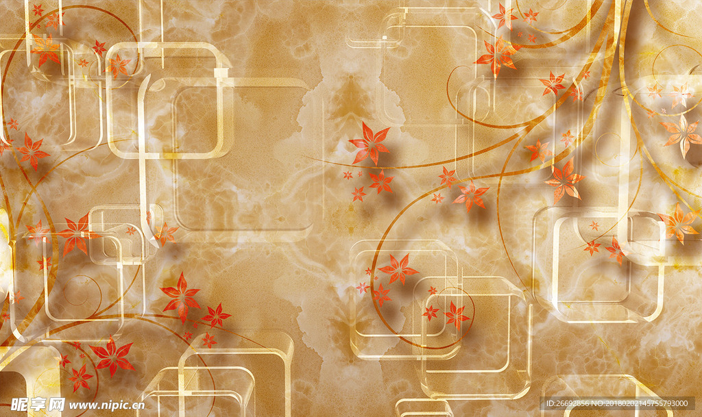 瓷砖花朵背景墙