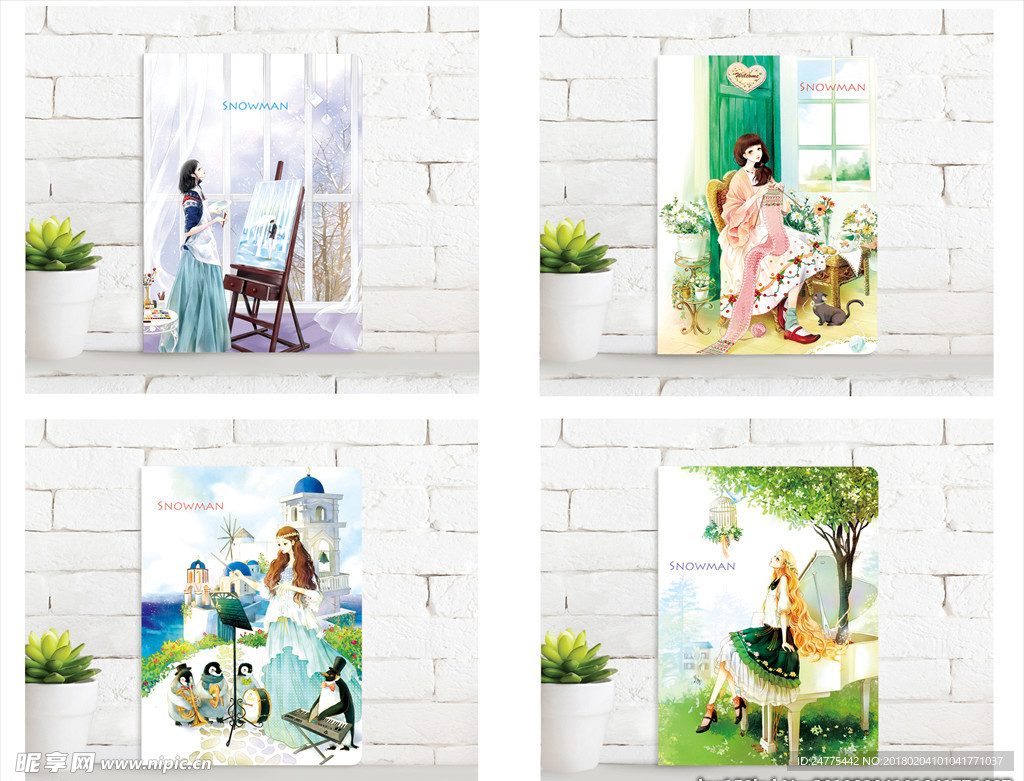 本子封面  雪人