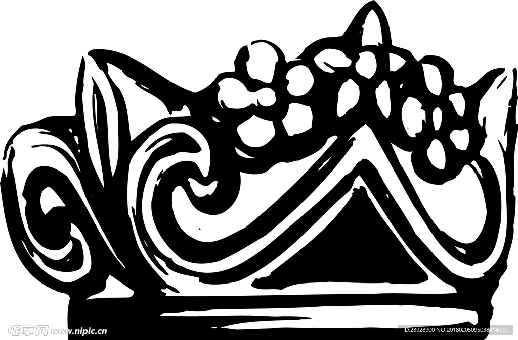 手绘黑白皇冠