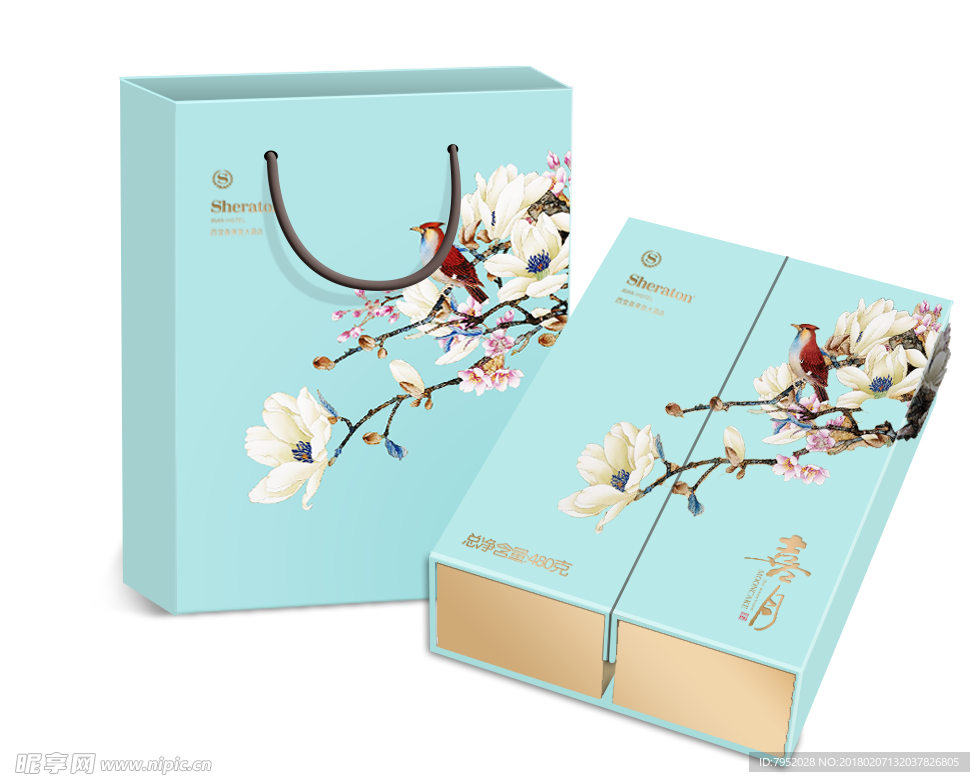 花鸟包装盒分层文件