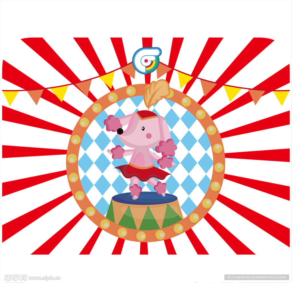 AI卡通小猪活小锦旗印刷矢量图