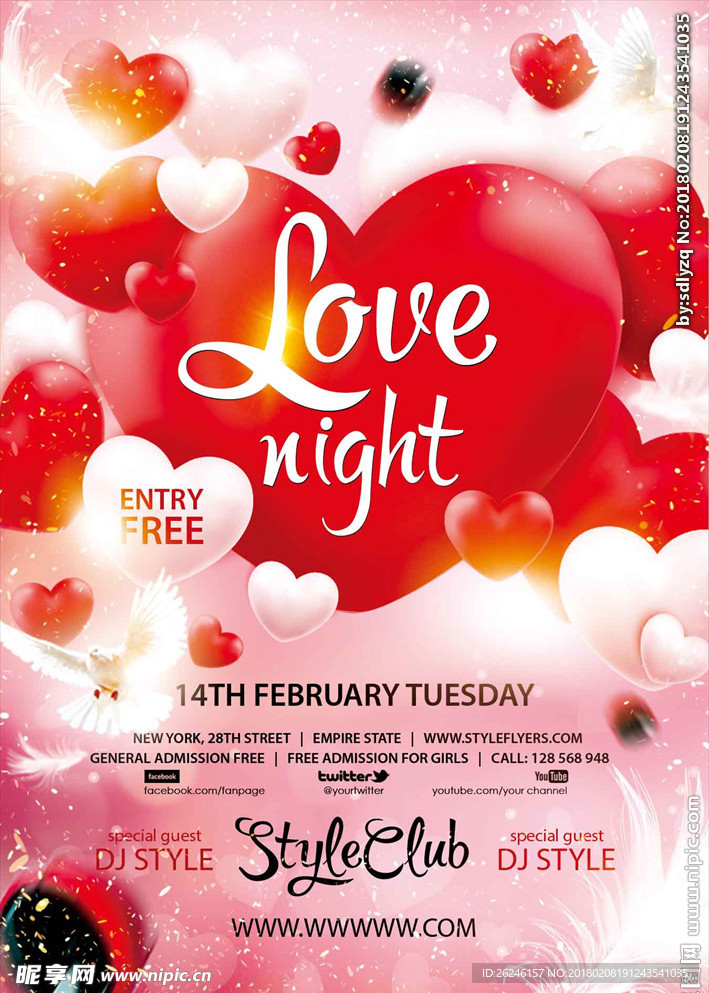 欧美风格婚庆情人节海报图片下载