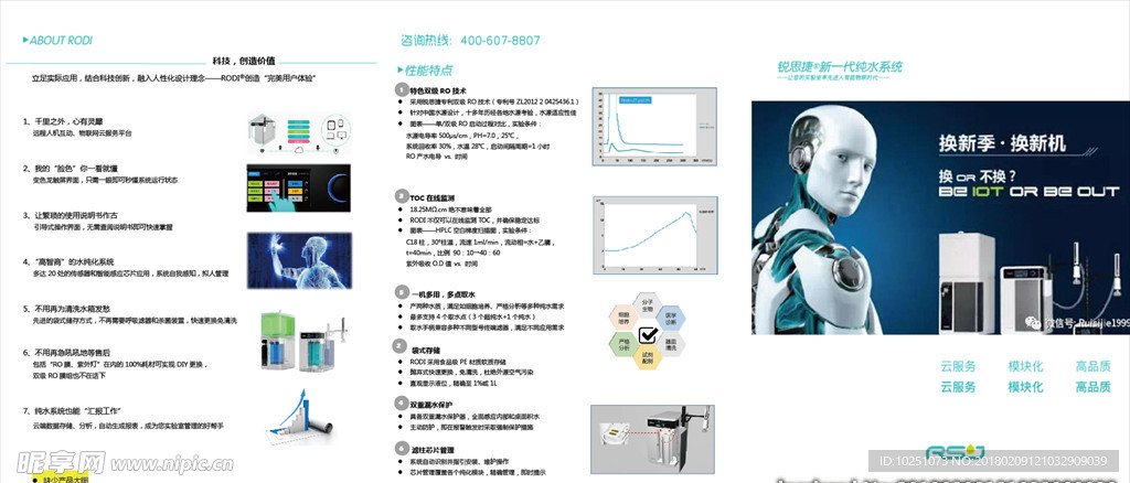 白色扁平科技新一代纯水系统折页