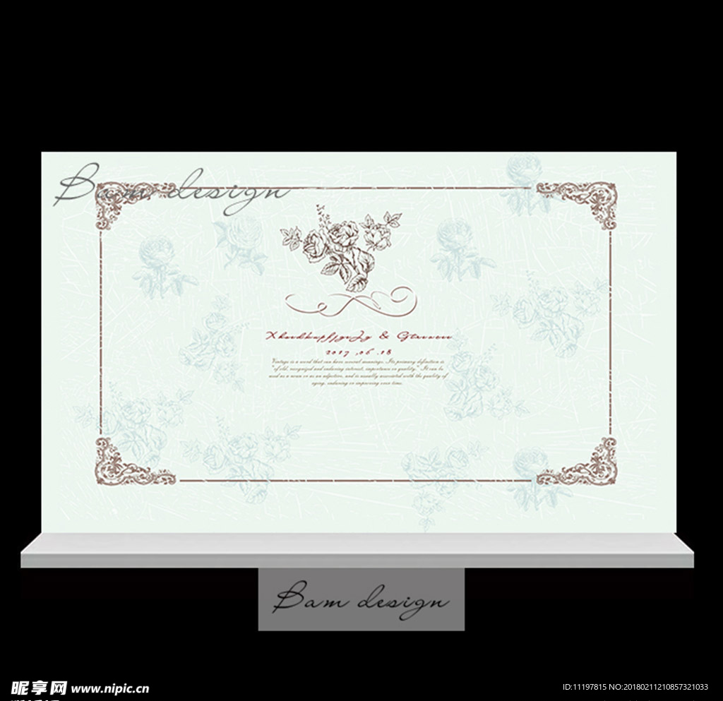 欧式边框婚礼迎宾背景