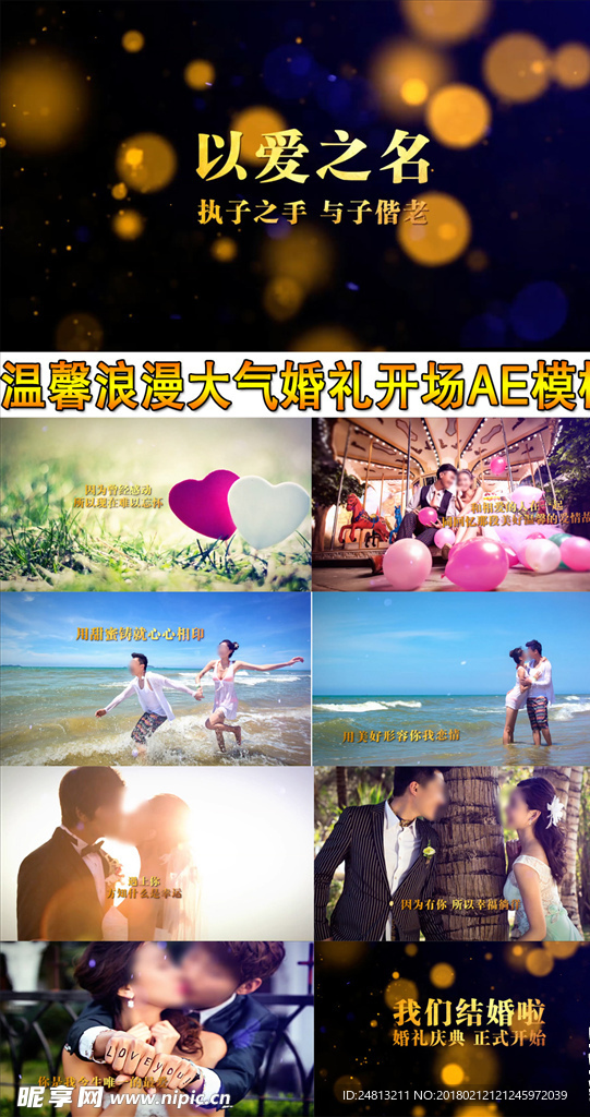 浪漫爱情婚礼开场AE模板