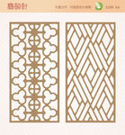 屏风隔断窗花雕花矢量图