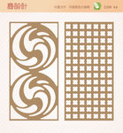 屏风隔断窗花雕花矢量图