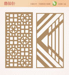 屏风隔断窗花雕花矢量图