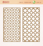 屏风隔断窗花雕花矢量图