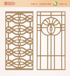 屏风隔断窗花雕花矢量图