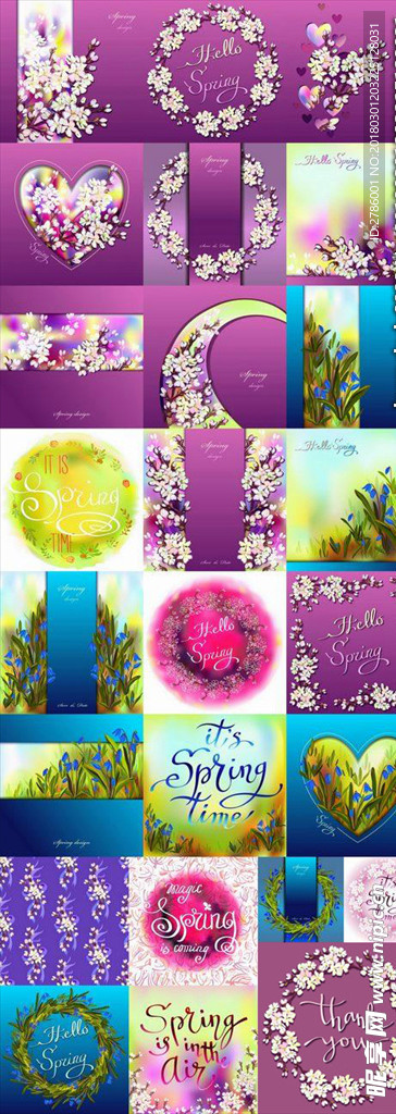 春天鲜花花环花卡