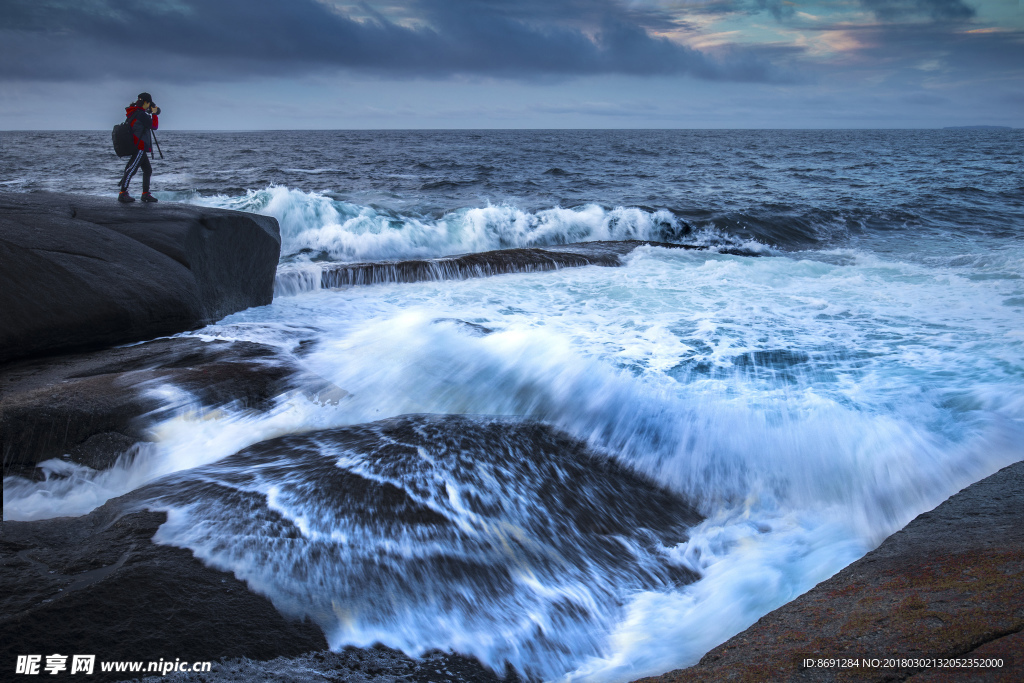 大海 海浪 礁石