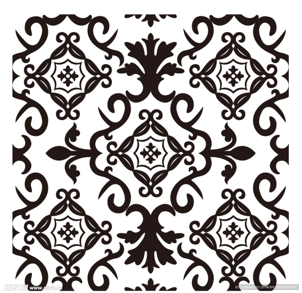 AI印花地毯无缝拼接矢量图