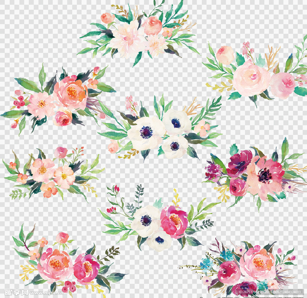 水彩 水粉 手绘 花