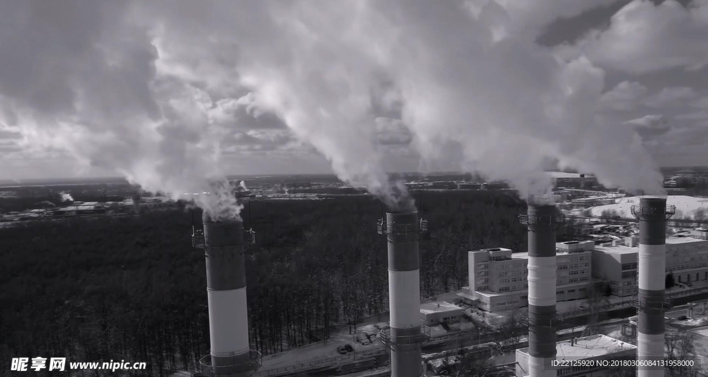 工业污染黑白素材