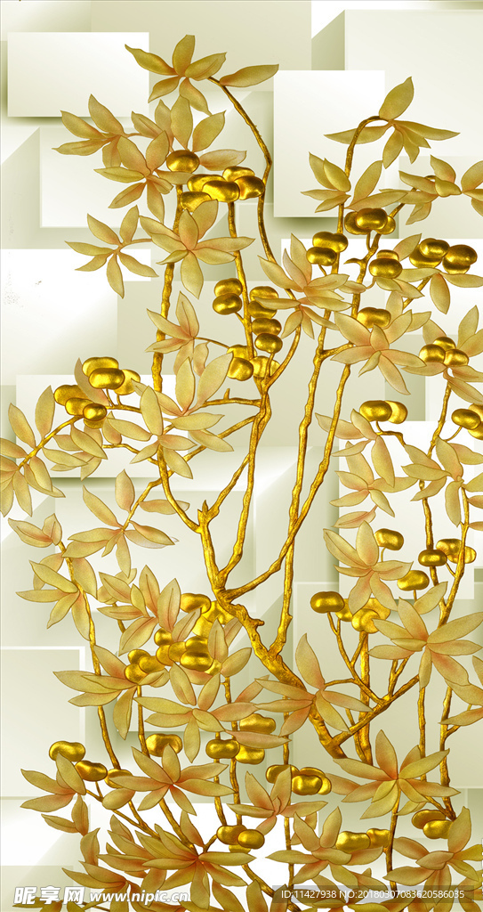 3D彩雕玄关背景墙