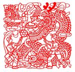 舞龙剪纸传统文化矢量素材