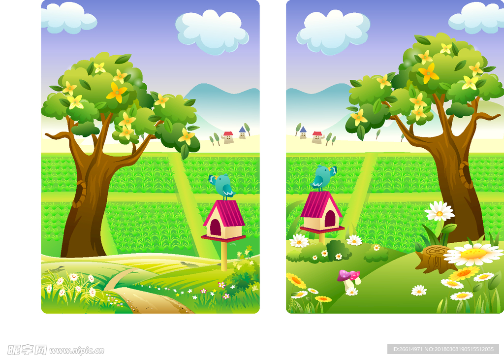 卡通风景矢量素材