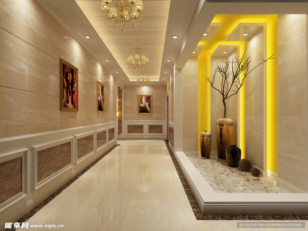 过道 工装 走廊装修效果图