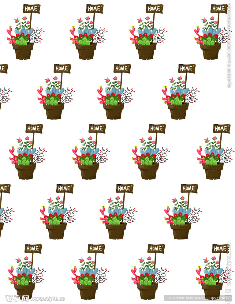 卡通儿童插画四方连续底纹