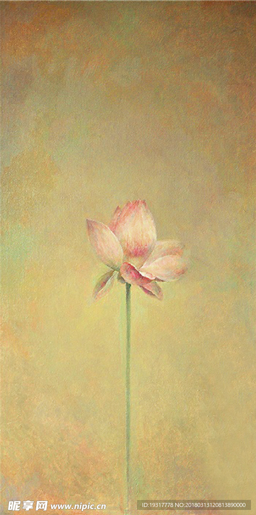 无框画 中式油画 荷花