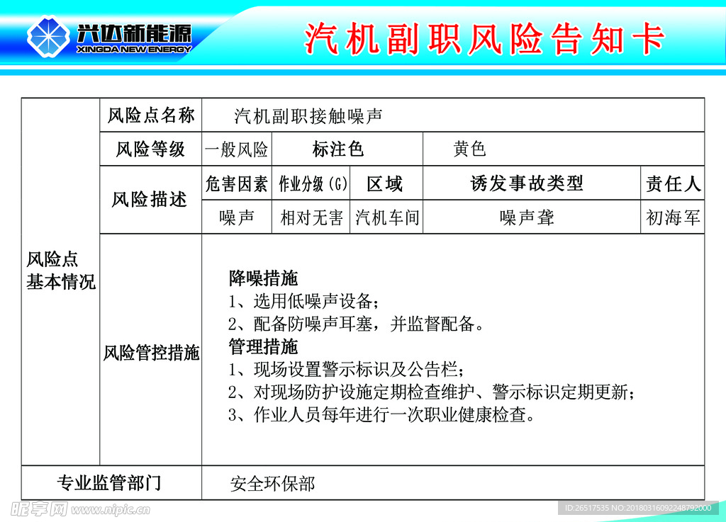 职业风险告知卡