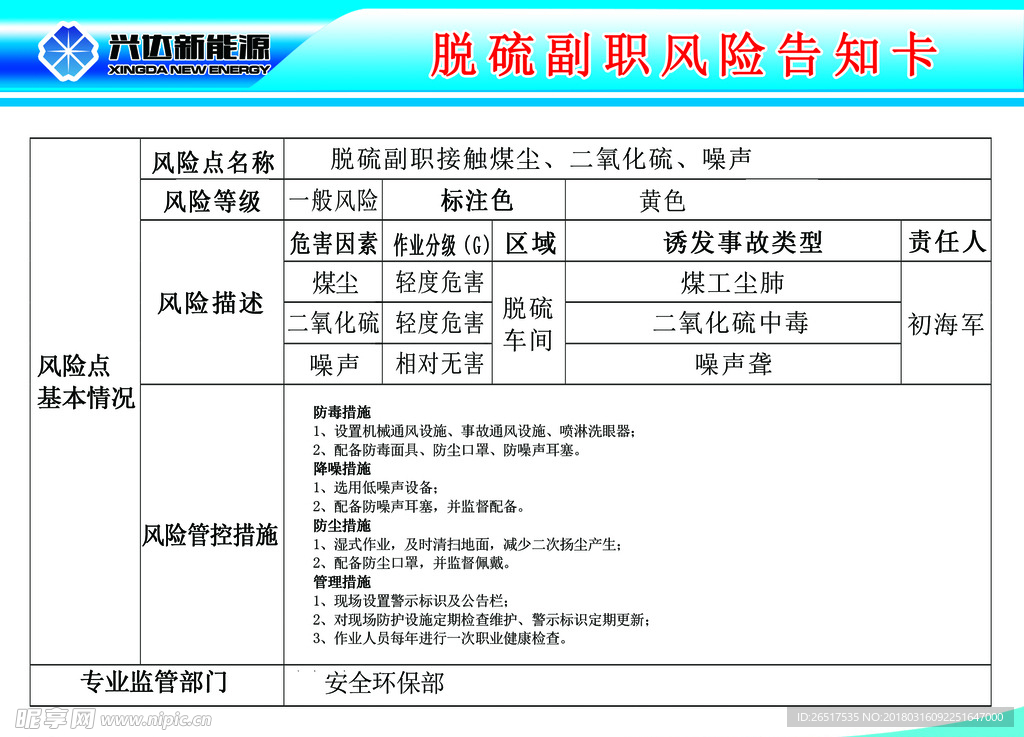 职业风险告知卡