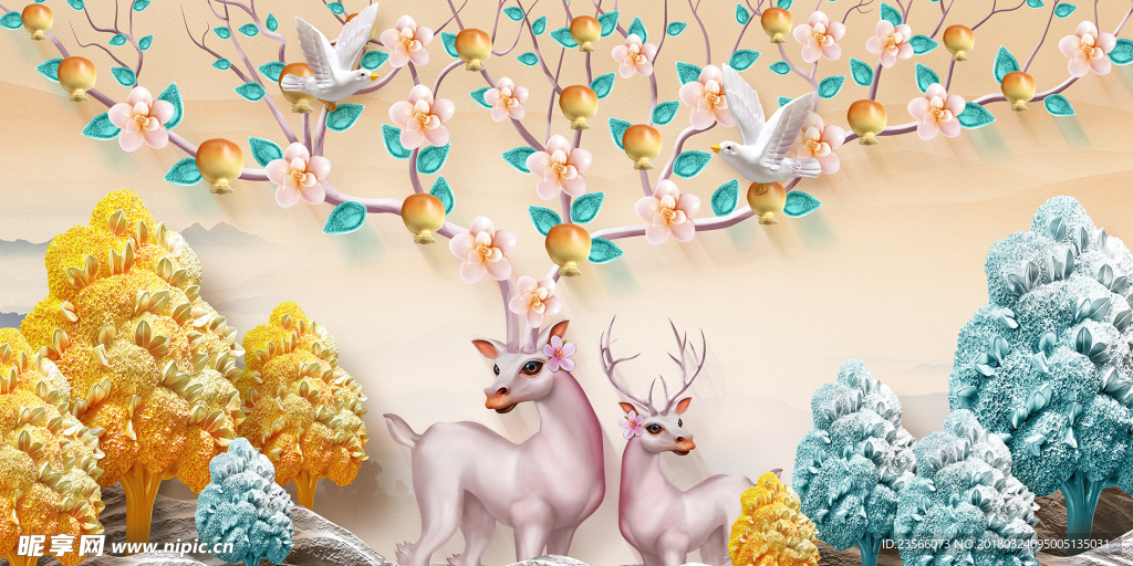 北欧小清新森林麋鹿