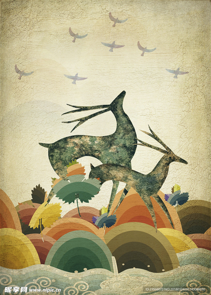 北欧小清新森林麋鹿