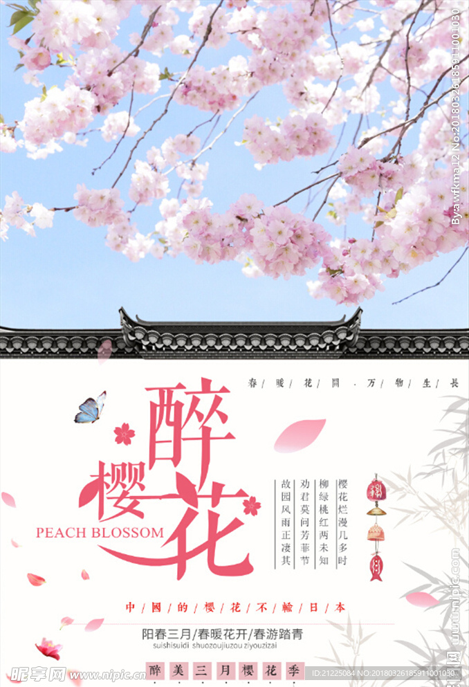 小清新赏樱花 赏桃花 春游海报