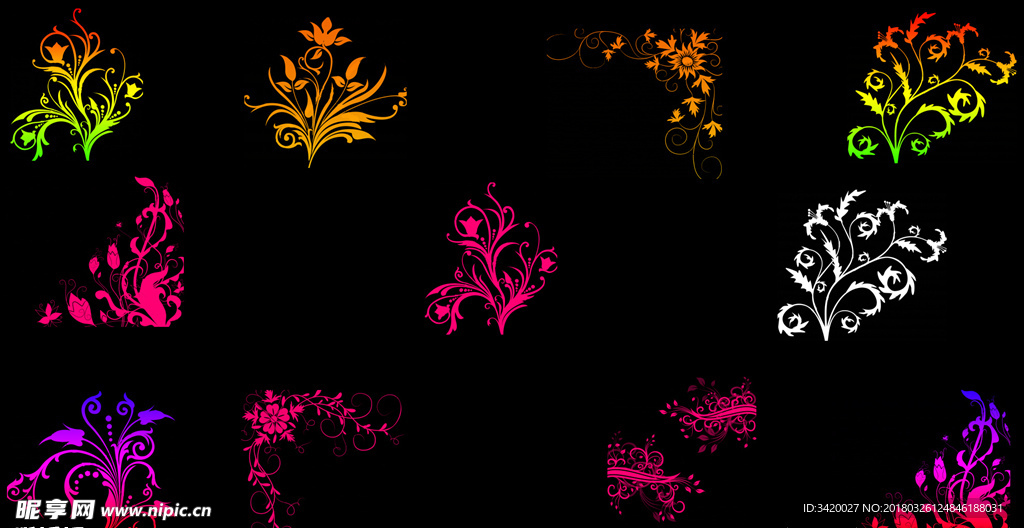 边角藤蔓花纹笔刷