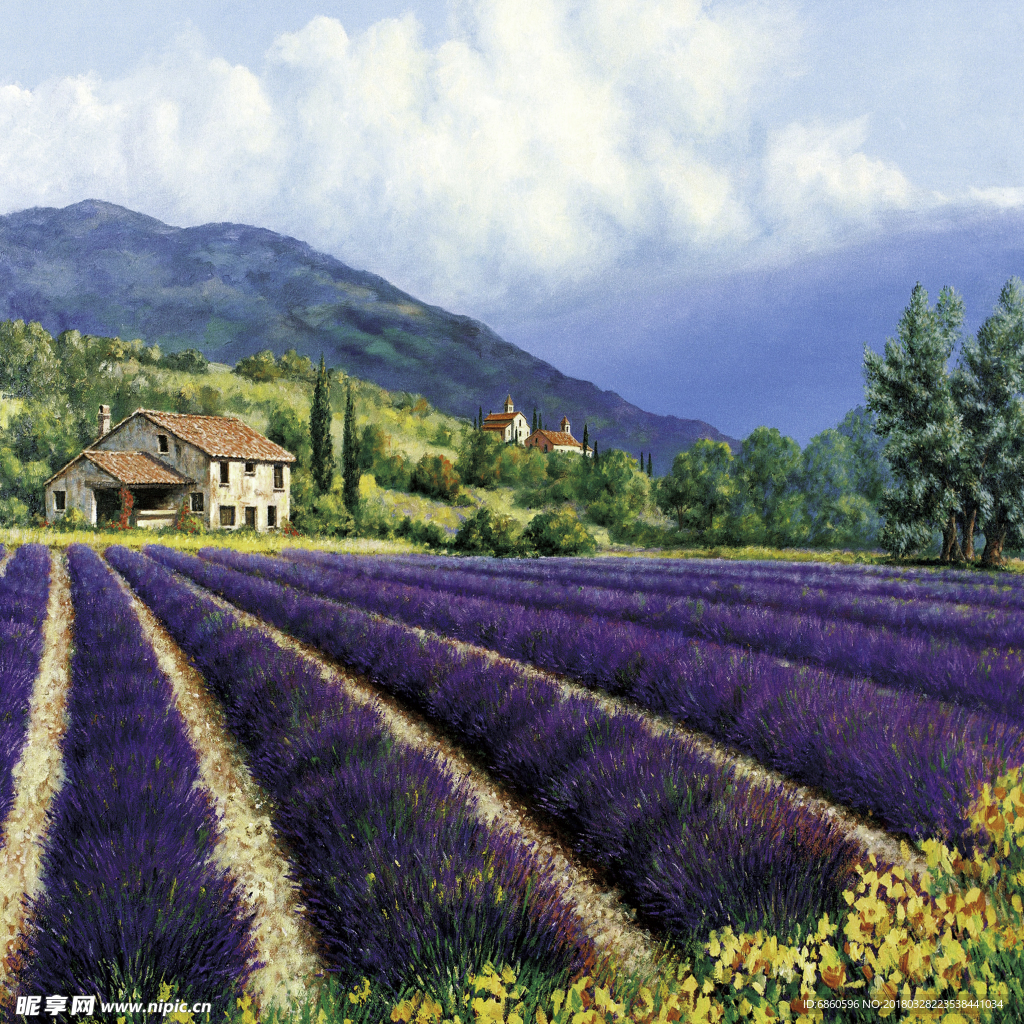 薰衣草装饰画油画欧式装饰画