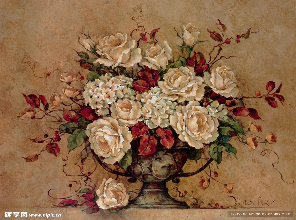 欧式复古花卉花瓶