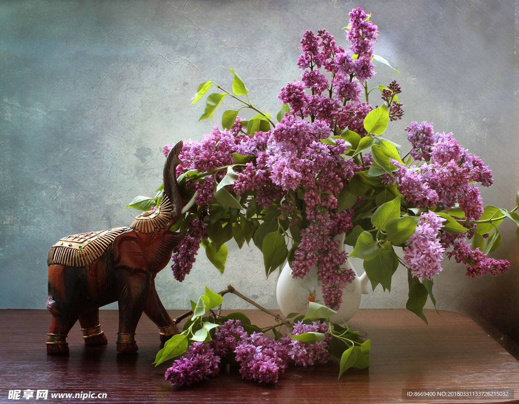 静物画花束紫丁香大象花卉