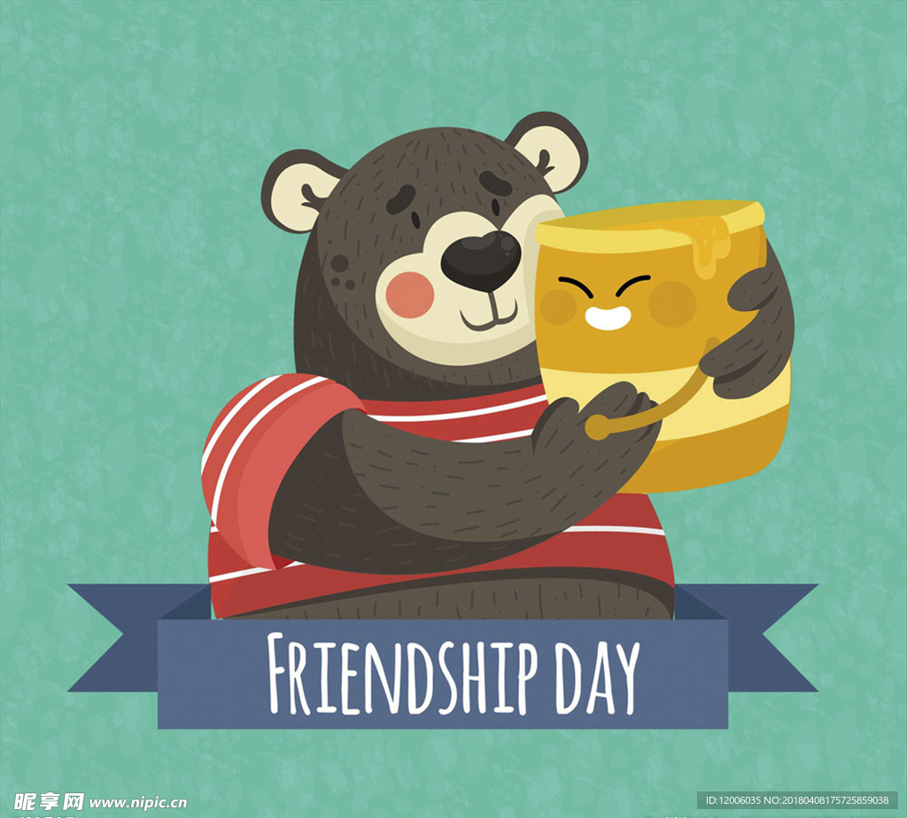 卡通抱蜂蜜的熊矢量素材