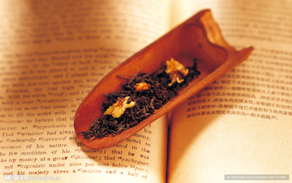 图片素材 书 茶叶 金黄 色调