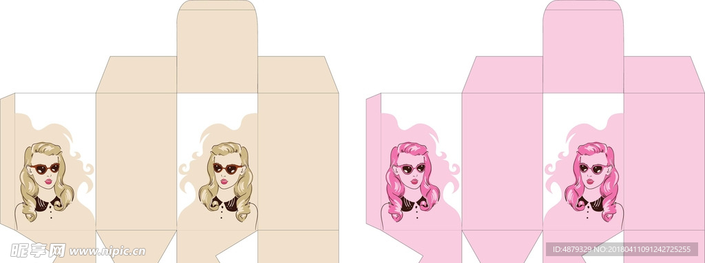 假发包装盒设计  平面展开图