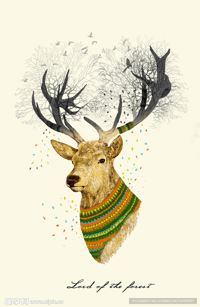 北欧小清新森林麋鹿