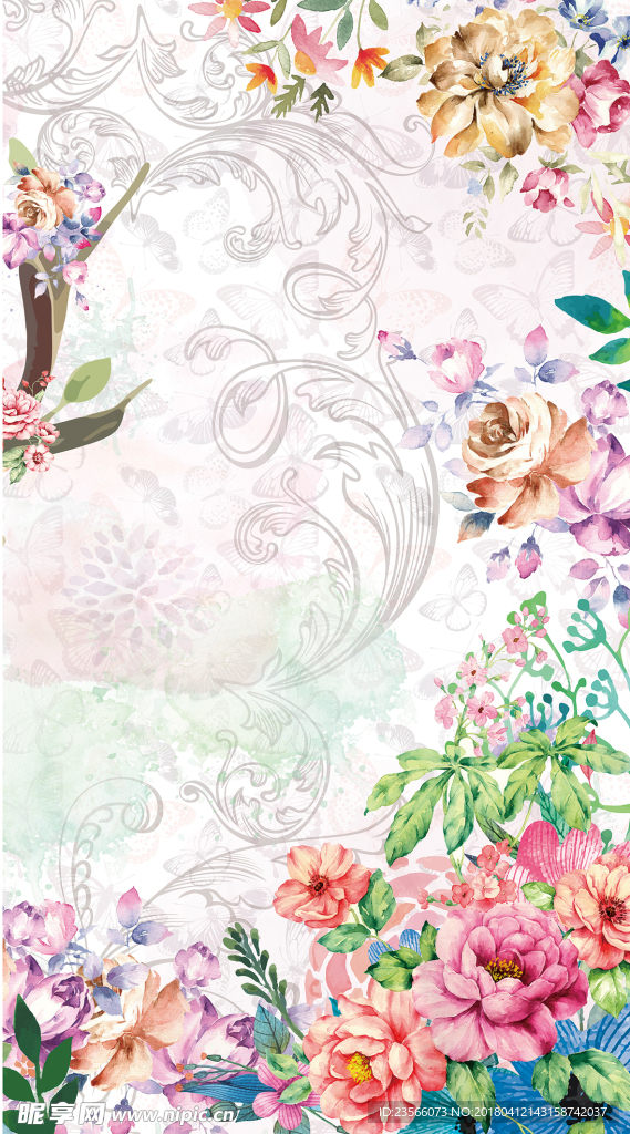 北欧彩色森林麋鹿