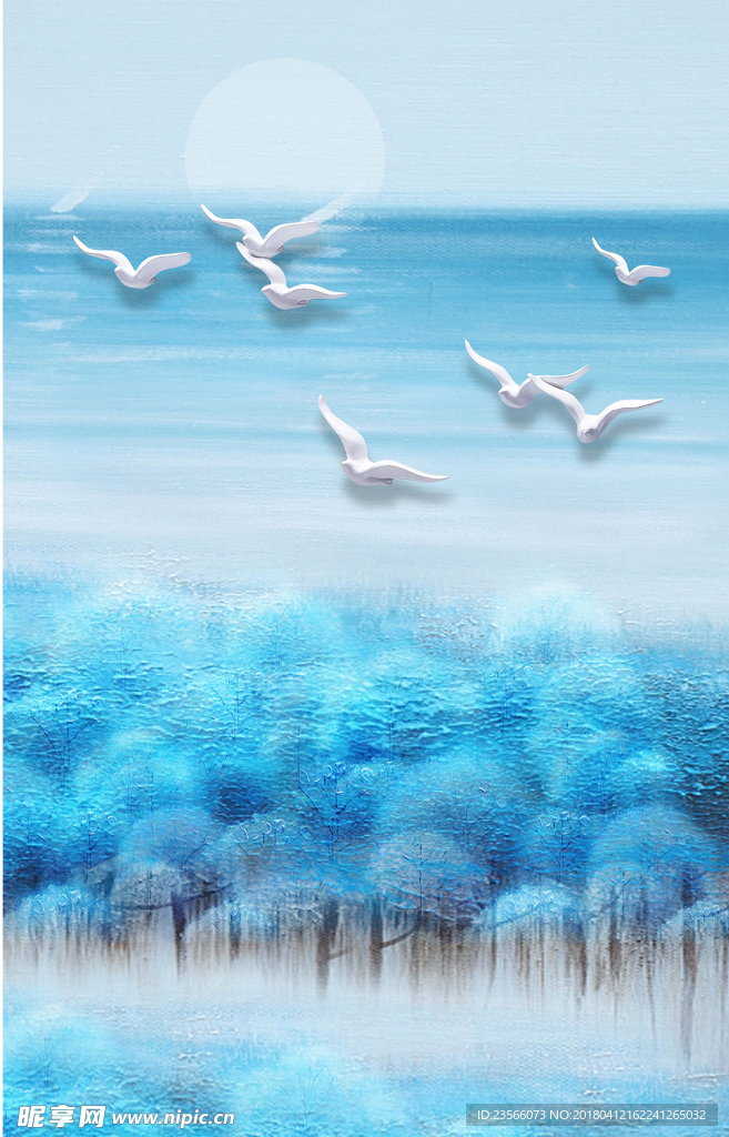 北欧森林麋鹿画